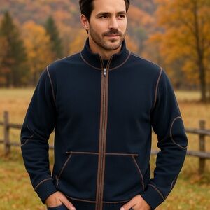 Tommy Bahama Men’s Full Zip Cotton Sweatshirt Jacket Navy Blue Sz L Gorpcore